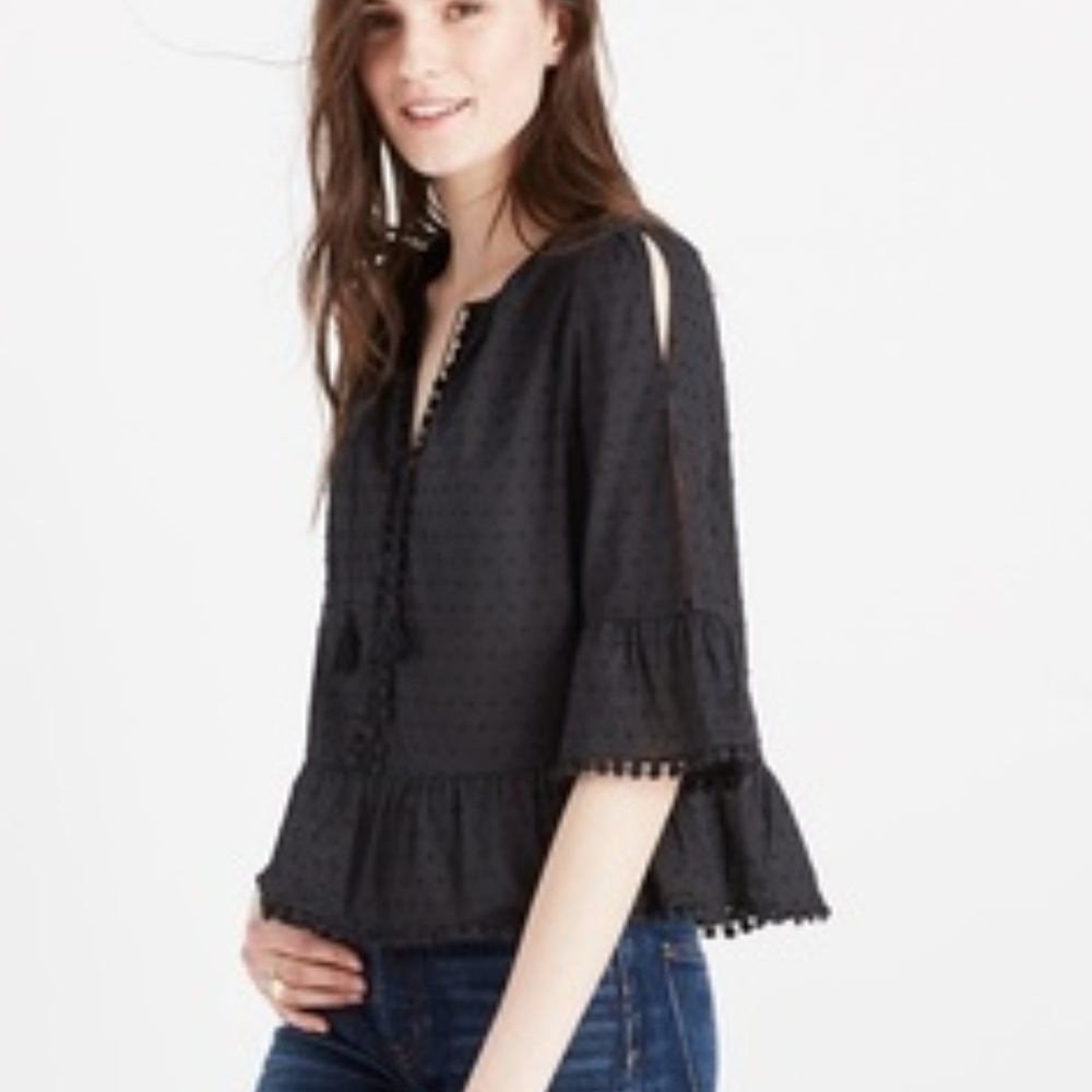 Madewell Peekaboo Pom Pom Top
